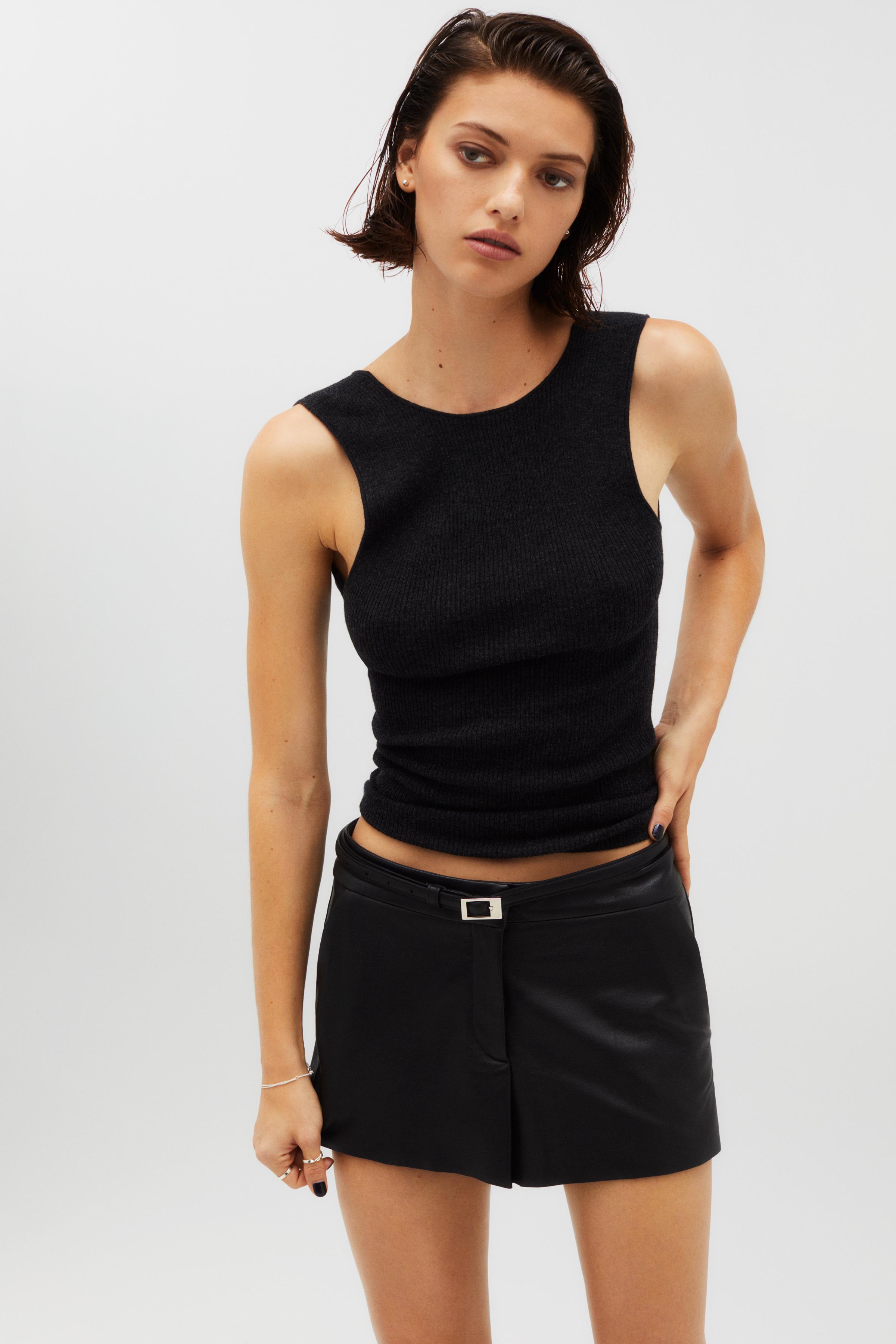 LEATHER MINI SKIRT KAIA x ZARA Black ZARA United States